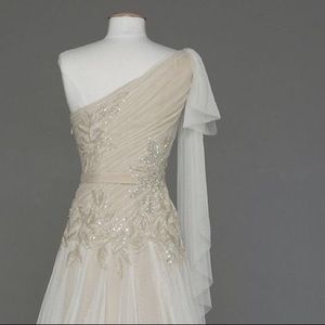 Blush champagne gauze wedding dress 14 NWT